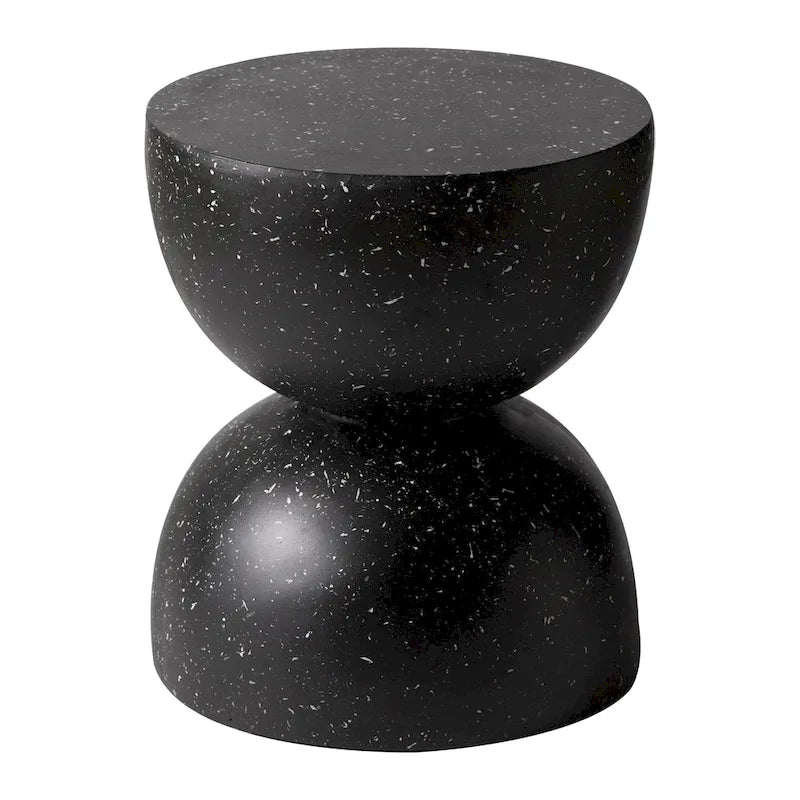 Sage 16-Inch Round Side Table in Fiberstone for Indoor and Outdoor Modern Weather Resistant End Table Hourglass Design