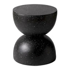 Sage 16-Inch Round Side Table in Fiberstone for Indoor and Outdoor Modern Weather Resistant End Table Hourglass Design