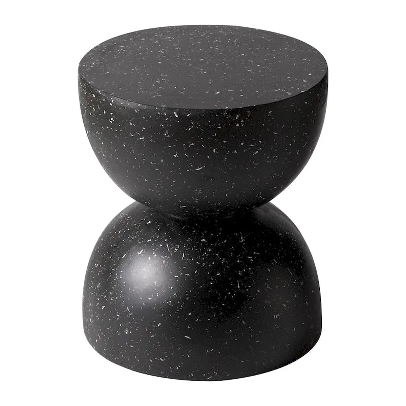 Sage 16-Inch Round Side Table in Fiberstone for Indoor and Outdoor Modern Weather Resistant End Table Hourglass Design