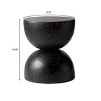 Sage 16-Inch Round Side Table in Fiberstone for Indoor and Outdoor Modern Weather Resistant End Table Hourglass Design