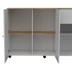 2-Drawer 2-Shelf Kitchen Island White and Pine