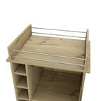 Bar Cart Baltimore, Two Tier Cabinet With Glass Door, Six Wine Cubbies, Light Oak Finish for Kitchen, Party and Living Room