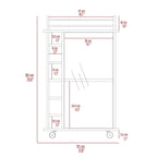Bar Cart Baltimore, Two Tier Cabinet With Glass Door, Six Wine Cubbies, Light Oak Finish for Kitchen, Party and Living Room