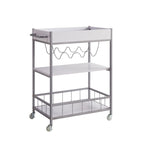 Rolling Kitchen Cart with Three Tier Storage and Four Wine Bottle Rack