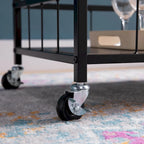 Rolling Kitchen Cart with Three Tier Storage and Four Wine Bottle Rack