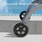 5 Adjustable Aluminium Outdoor Chaise Lounge Chair with Wheels Set of 2 - N/A