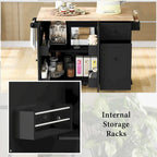 Kitchen Island with Drop Leaf, 53.9 Width Rolling Kitchen Cart on Wheels with Internal Storage Rack