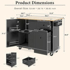 Kitchen Island with Drop Leaf, 53.9 Width Rolling Kitchen Cart on Wheels with Internal Storage Rack