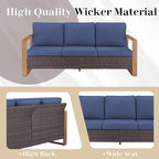 PE Wicker Sofa and Swivel Chair, 2 Ottomans - Brown