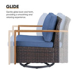 PE Wicker Sofa and Swivel Chair, 2 Ottomans - Brown