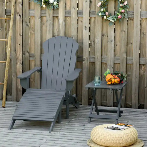 3-Piece Folding Adirondack Chair with Ottoman and Side Table