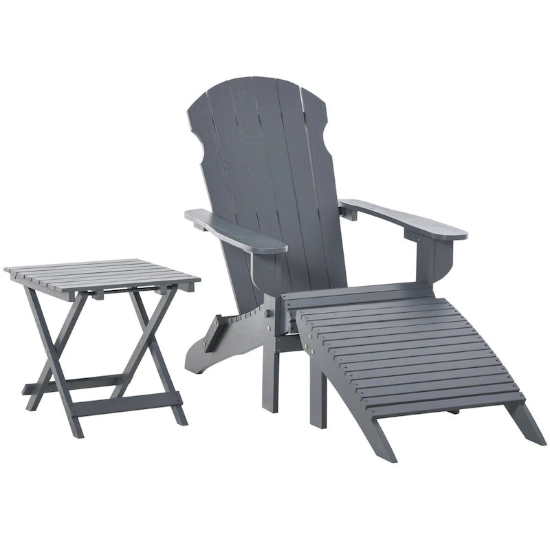 3-Piece Folding Adirondack Chair with Ottoman and Side Table