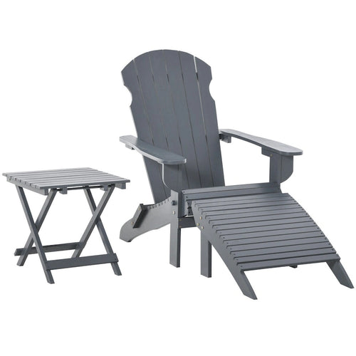 3-Piece Folding Adirondack Chair with Ottoman and Side Table