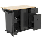 Kitchen Island with Drop Leaf,with Spice Rack, Towel Rack