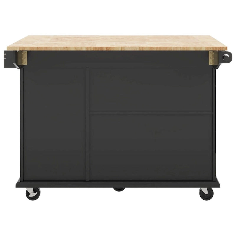 Kitchen Island with Drop Leaf,with Spice Rack, Towel Rack