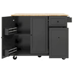 Kitchen Island with Drop Leaf,with Spice Rack, Towel Rack