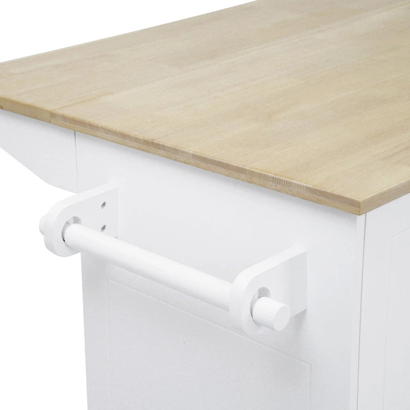 Kitchen Island with Drop Leaf,with Spice Rack, Towel Rack
