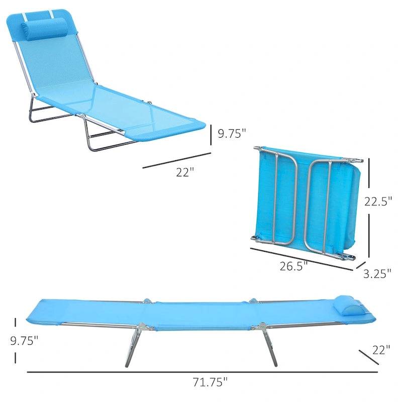 Outsunny Portable Folding Chaise Lounge Chair with Adjustable Back and Pillow - Perfect for Outdoor Relaxation