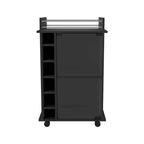 Bar Cart Baltimore, Two Tier Cabinet With Glass Door, Six Wine Cubbies, Black Wengue Finish for Kitchen, Party and Living Room