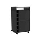 Bar Cart Baltimore, Two Tier Cabinet With Glass Door, Six Wine Cubbies, Black Wengue Finish for Kitchen, Party and Living Room