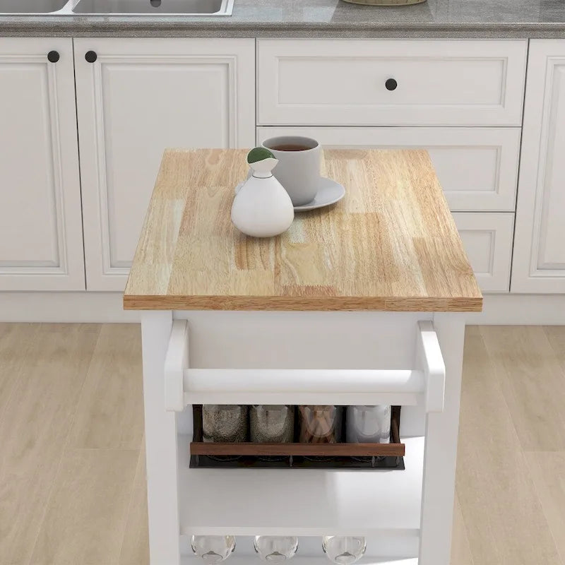 Kitchen Rolling Trolley Cart with Adjustable Shelves and Towel Rack