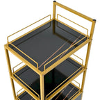 3-Tier Storage Cart with Drawer, Trolley on Wheels with Faux Marble Board and Metal Frame for Kitchen/Beauty Salon/Home Office