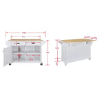 Cambridge Natural Wood Top Kitchen Island with Storage, Easy-Glide Drawers and Heavy-Duty Casters