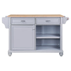 Cambridge Natural Wood Top Kitchen Island with Storage, Easy-Glide Drawers and Heavy-Duty Casters