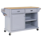 Cambridge Natural Wood Top Kitchen Island with Storage, Easy-Glide Drawers and Heavy-Duty Casters