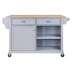 Cambridge Natural Wood Top Kitchen Island with Storage, Easy-Glide Drawers and Heavy-Duty Casters