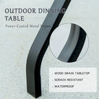 Outdoor Patio Dining Table Square Metal Table with Umbrella Hole and Wood-Look Tabletop for Porch,Garden,Backyard(1 Table)