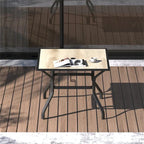 Outdoor Patio Dining Table Square Metal Table with Umbrella Hole and Wood-Look Tabletop for Porch,Garden,Backyard(1 Table)