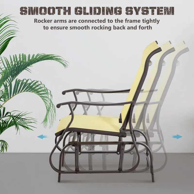 Outdoor Mesh Rocking Chair,Patio Swing Glider Chair with Steel Frame