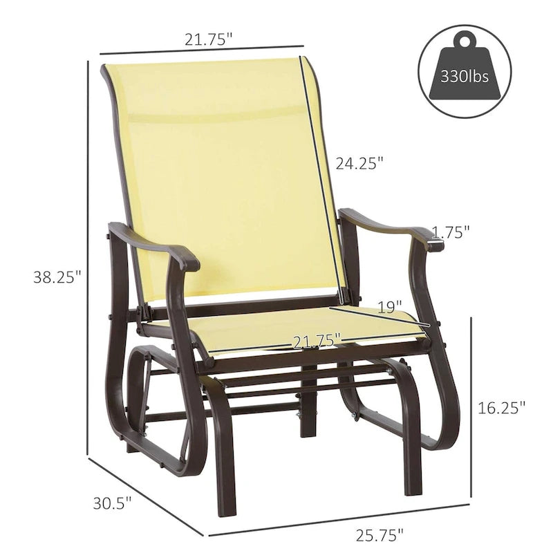 Outdoor Mesh Rocking Chair,Patio Swing Glider Chair with Steel Frame