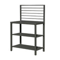 Outdoor Kitchen Island with Storage,Aluminum Kitchen Storage Island Kitchen Food Prep Table with Double Storage Rack