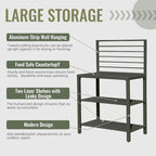 Outdoor Kitchen Island with Storage,Aluminum Kitchen Storage Island Kitchen Food Prep Table with Double Storage Rack