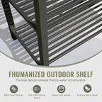 Outdoor Kitchen Island with Storage,Aluminum Kitchen Storage Island Kitchen Food Prep Table with Double Storage Rack