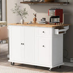 Kitchen Island with Drop Leaf, Rolling Kitchen Cart with Internal Storage Rack