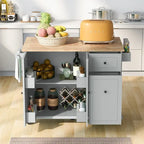 Kitchen Island with Drop Leaf, Rolling Kitchen Cart with Internal Storage Rack