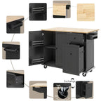 Kitchen Island with Drop Leaf, Rolling Kitchen Cart with Internal Storage Rack