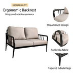 Modern Outdoor Conversation Set: Aluminum Loveseat and Oval Coffee Table in Ember Black