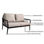 Modern Outdoor Conversation Set: Aluminum Loveseat and Oval Coffee Table in Ember Black