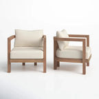( SET OF 2 )Outdoor Acacia Wood Patio Club Chair, Patio Furniture,Waterproof Thick Cushion Deep Seating for Porch