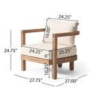 ( SET OF 2 )Outdoor Acacia Wood Patio Club Chair, Patio Furniture,Waterproof Thick Cushion Deep Seating for Porch