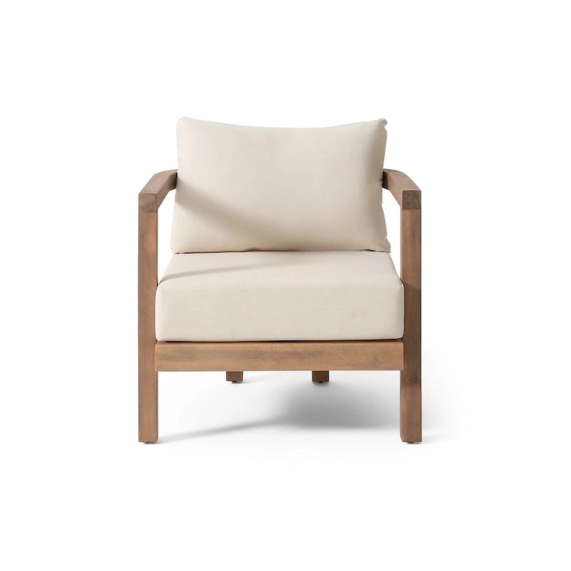( SET OF 2 )Outdoor Acacia Wood Patio Club Chair, Patio Furniture,Waterproof Thick Cushion Deep Seating for Porch