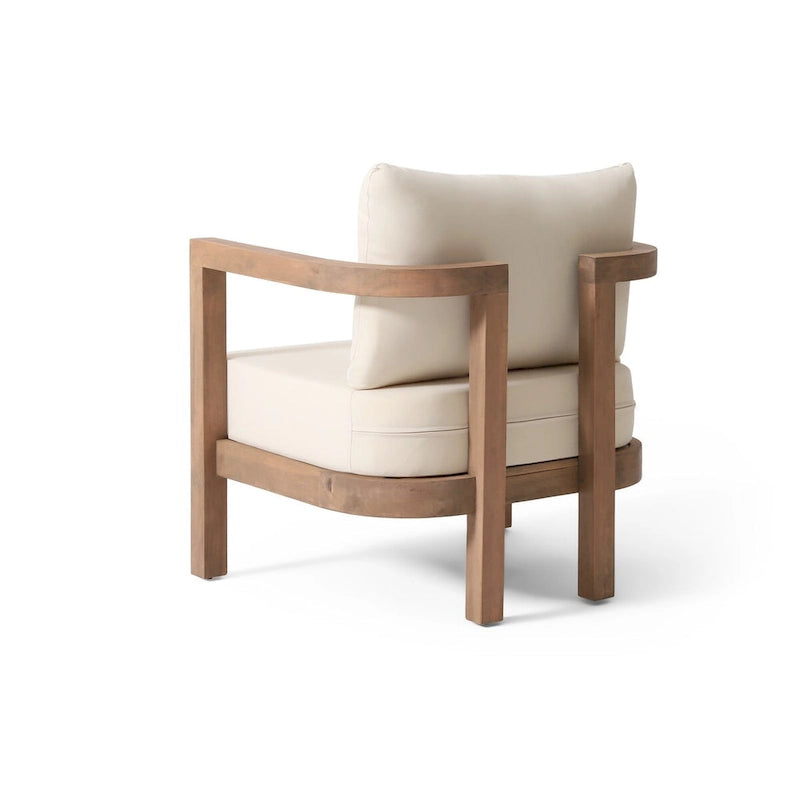 ( SET OF 2 )Outdoor Acacia Wood Patio Club Chair, Patio Furniture,Waterproof Thick Cushion Deep Seating for Porch