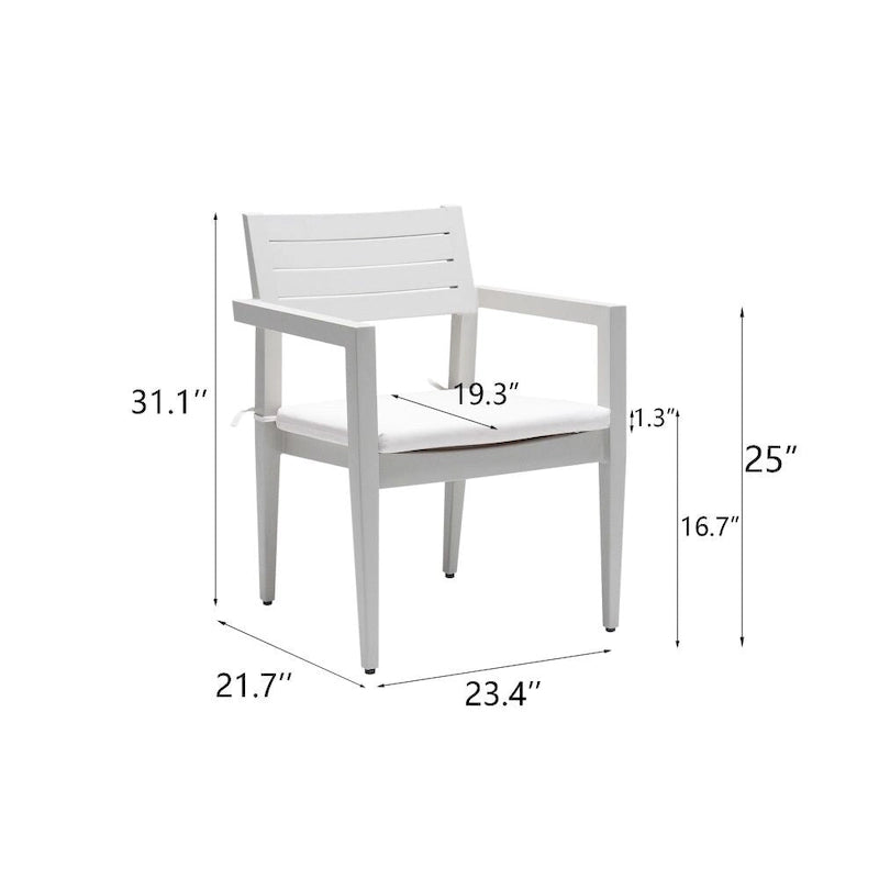 4PCS Outdoor Patio Aluminum Stationary Dining Chairs, Grayish