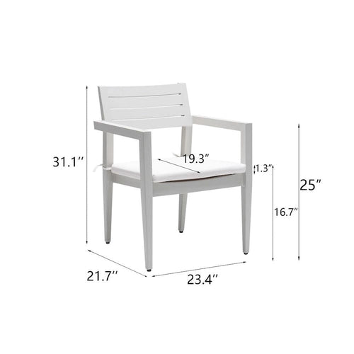 4PCS Outdoor Patio Aluminum Stationary Dining Chairs, Grayish