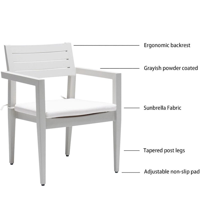 4PCS Outdoor Patio Aluminum Stationary Dining Chairs, Grayish