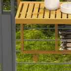 Balcony Railing Table, Folding Hanging Table/Desk, Space Saving 4 Height Adjustable Wood Bar Table for Serving Food, Studying
